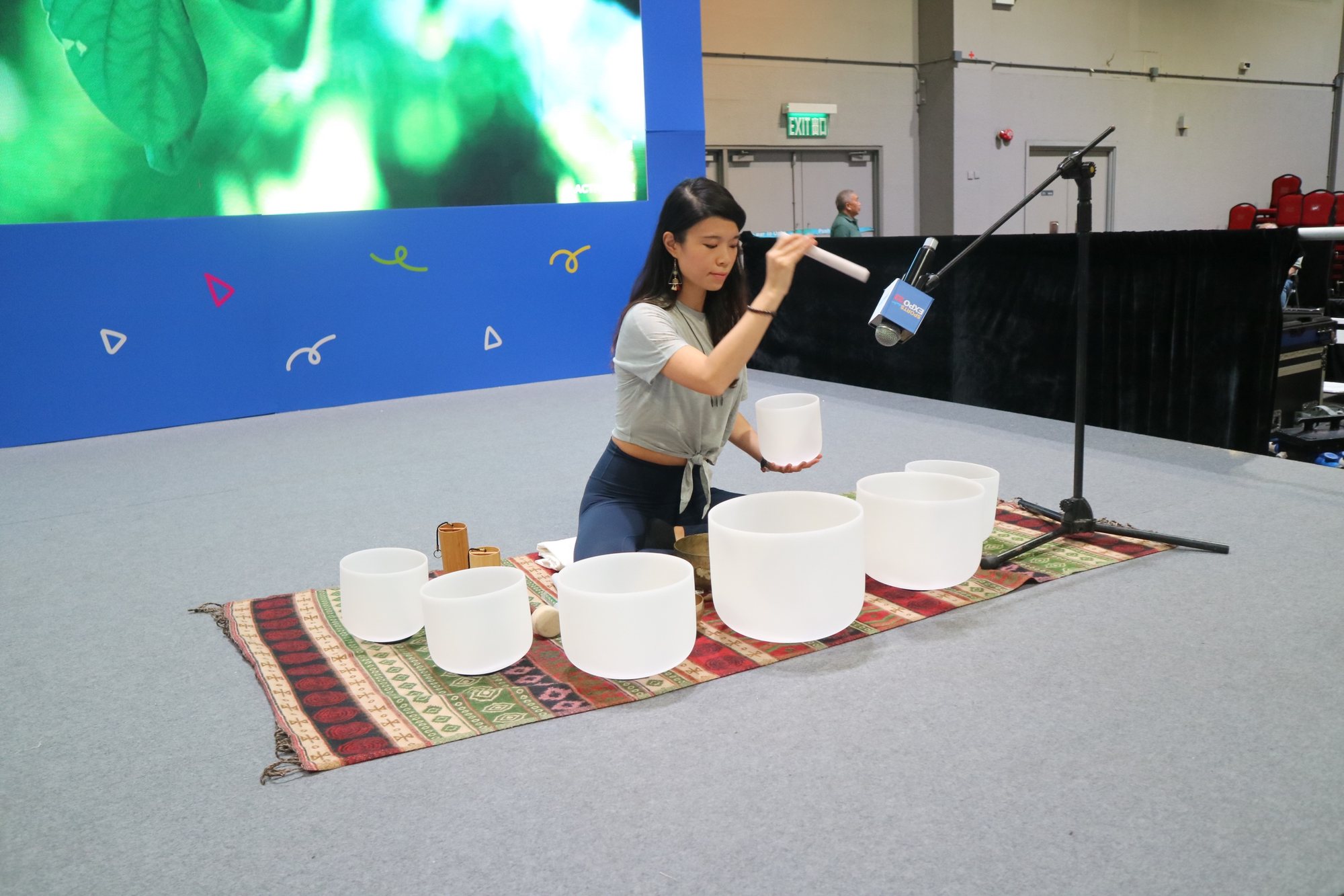 Crystal bowls at an expo